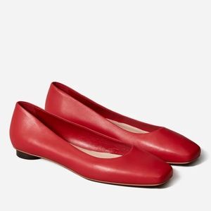 NWOT Everlane 90s flat, red, size 7.5, leather upper, w/box.